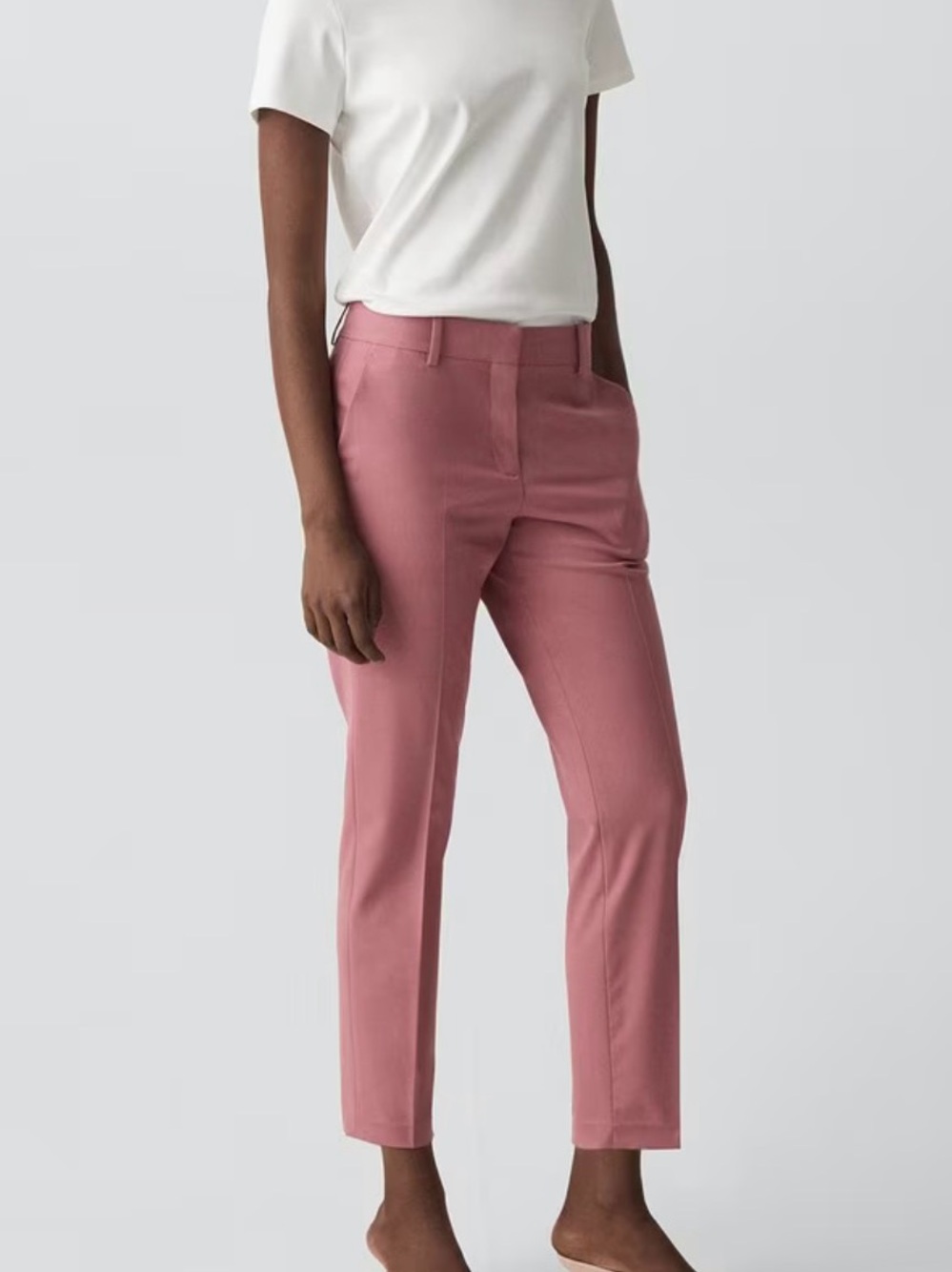 Theory Treeca Cropped Pants in Good Wool - Dusty Rose Pink